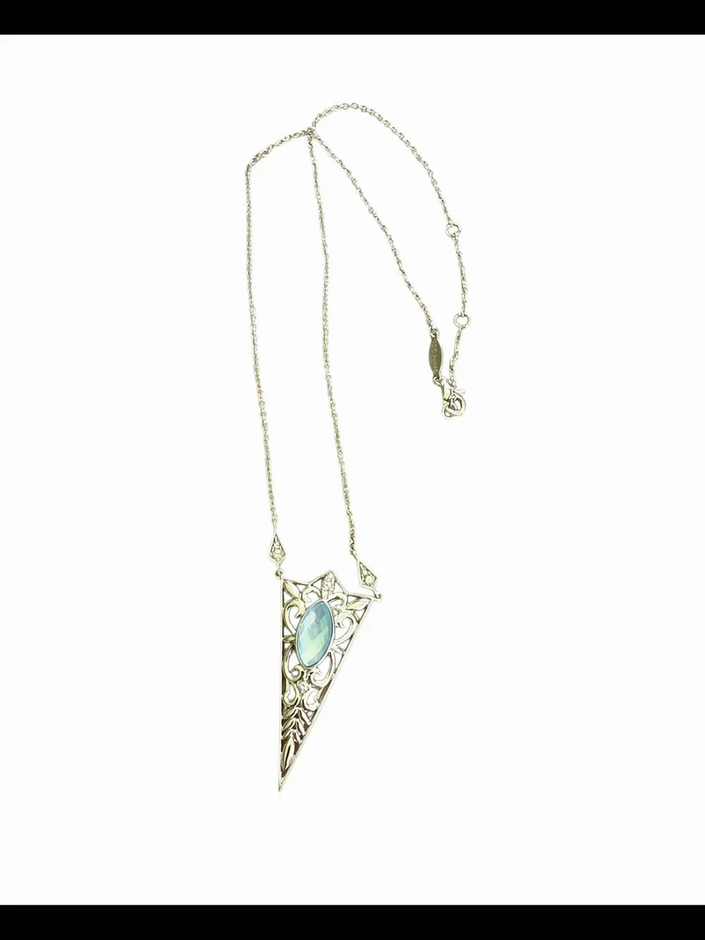 Gabriel&Co Sterling Silver Blue Marquise Gem Filigree Pendant Necklace